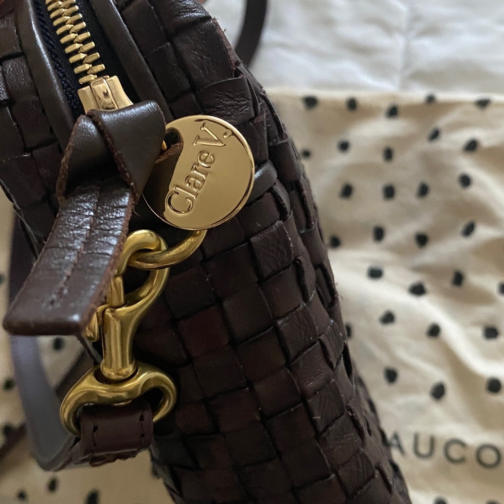 Clare V Dark Plum Woven midi sac Crossbody Bag - Picture 3 of 11